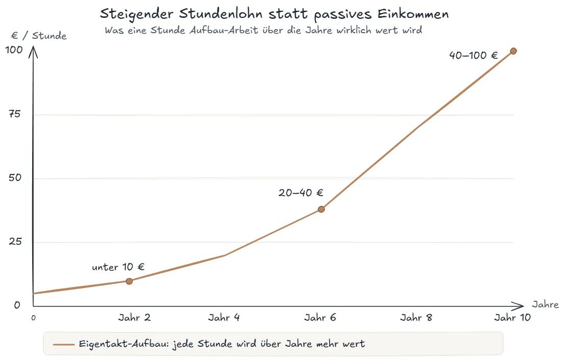 Steigende Stundenlohn-Kurve über zehn Jahre